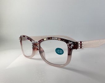 Genuine European  crystals on these Maroon reading glasses.