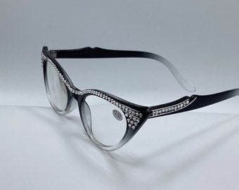 Crystal Cat Eye Reading Glasses, Genuine European Crystals