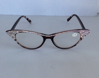 Cat Eye Rhinestone  Crystal Reading Glasses