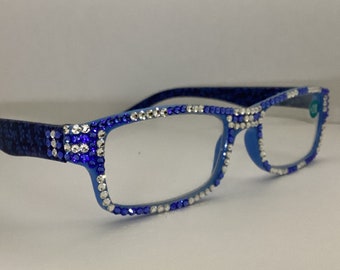 Blue  Crystal Rhinestone Reading Glasses