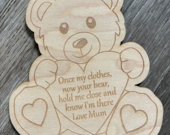Personalised Maple Bear Tag: Engraved Keepsake, Memory Bear