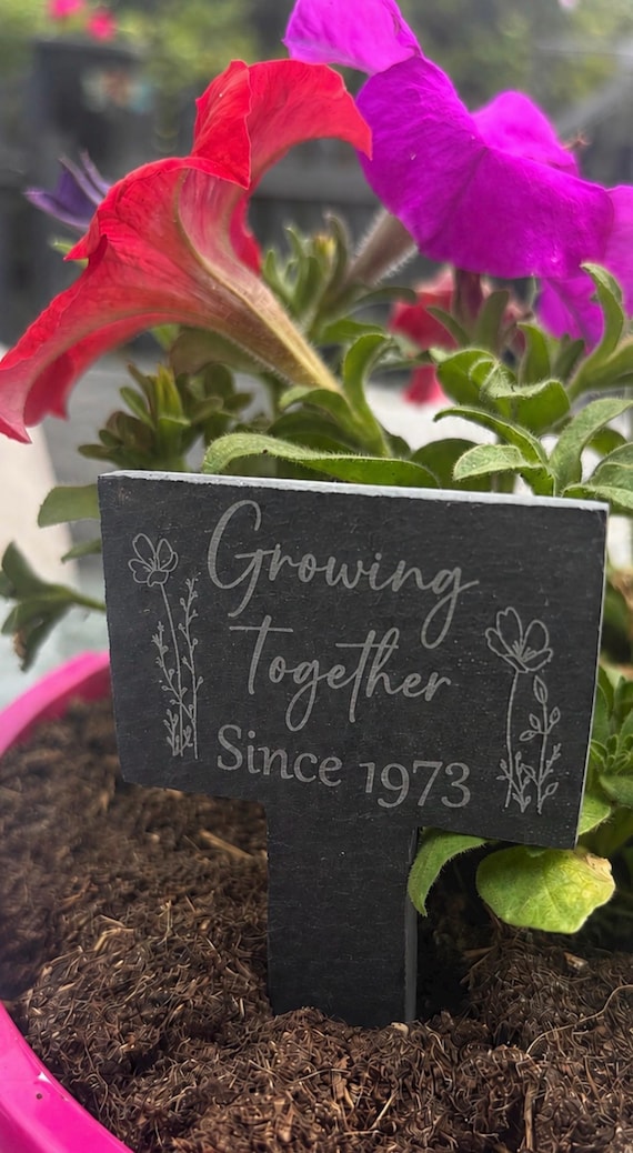 Personalised engraved slate tag, plant or rose  stake. Wedding gift, Anniversary gift, Retirement gift, birthday gift, memorial gift