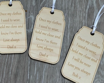Personalised Wooden Tag for Memory Bear: Engraved Keepsake
