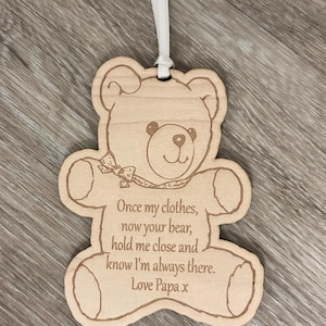 Engraved Wooden Bear Tag: Personalised Memory Bear Keepsake