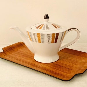 Burgess & Leigh Teapot, Burleigh ware vintage abstract patterns brown hues Mid Century / teapot England / Burslem pottery MCM