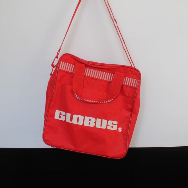 Sac voyageur rouge et blanc Globus Vintage /  Sac à bandoulière / petite valise / Globus Gateway