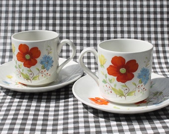 Johnson Brothers, Vintage floral cups and saucers / made in England /spring wind/summer cups/Ironstone/Mother's Day