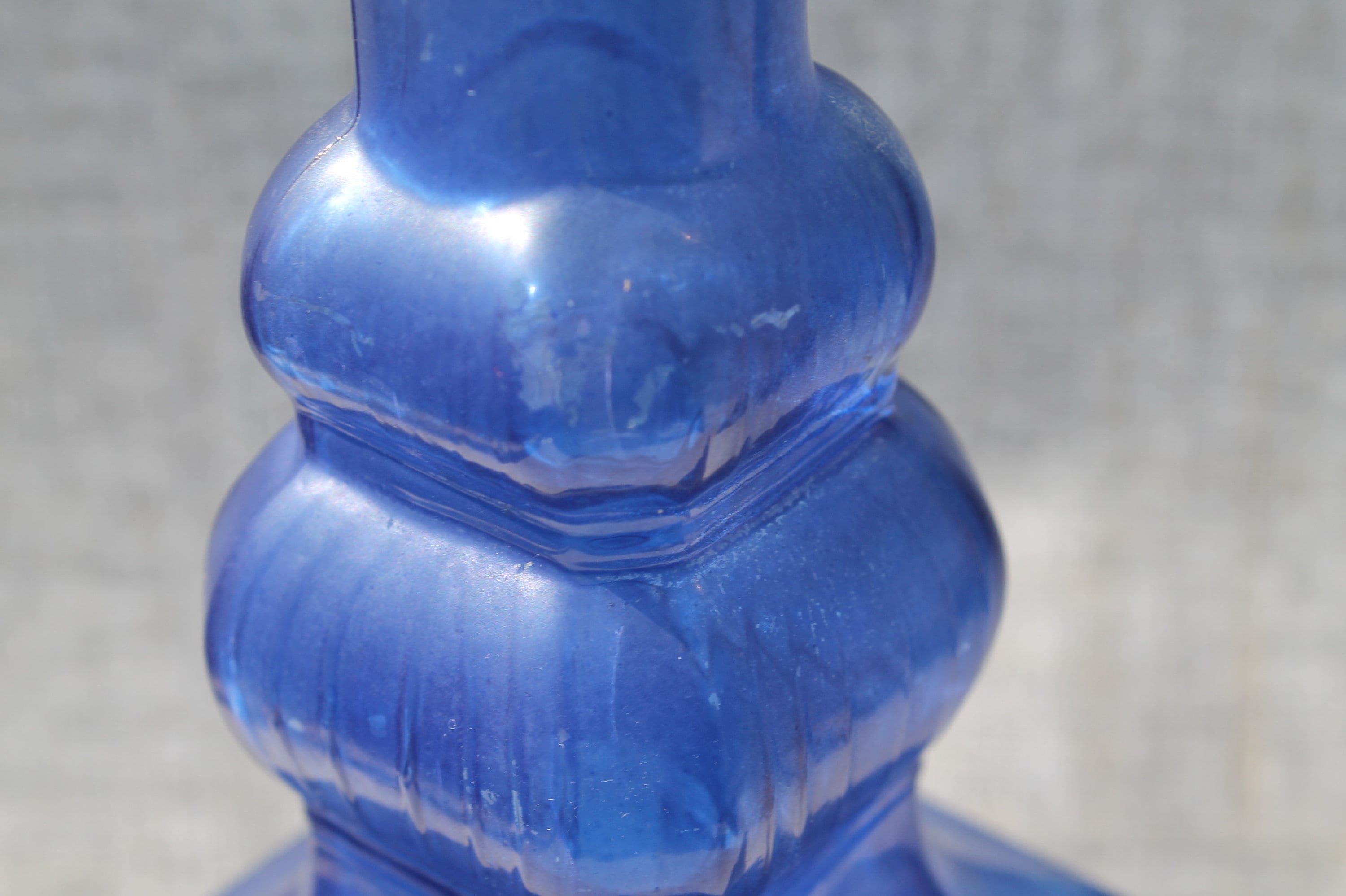 Vintage 700ml Cobalt Blue Glass Bottle 12 With Stopper/ Engraved Blue