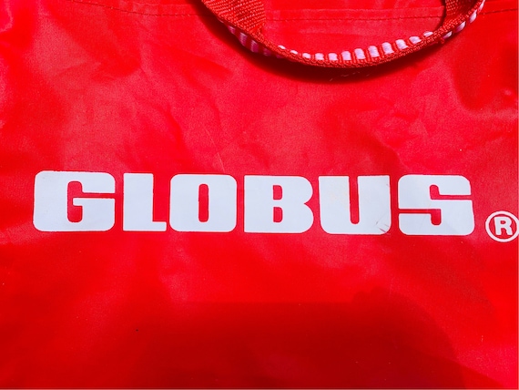 Red and white Globus vintage traveler bag / Shoul… - image 9