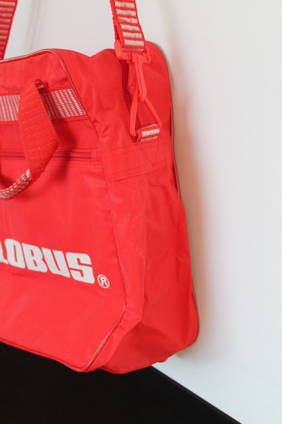 Red and white Globus vintage traveler bag / Shoul… - image 3