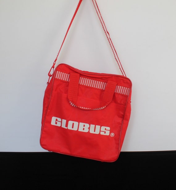 Red and white Globus vintage traveler bag / Shoul… - image 1