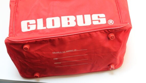 Red and white Globus vintage traveler bag / Shoul… - image 5