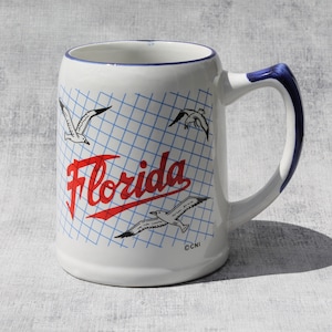 Grande tasse 5" Floride Vintage / Goelands / souvenir voyage