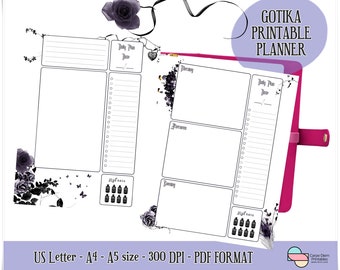 Gotika Printable Planner, US Letter Planner, A4 Planner, A5 Planner, Happy Planner Pages, Gothic Printable, Printable Gift Planner