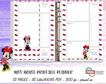 Big Happy Planner Printable, Miss Mouse Printable Planner, 8.5 x 11, Daily, Weekly, Monthly inserts, Printable Organizer, Printable Gift