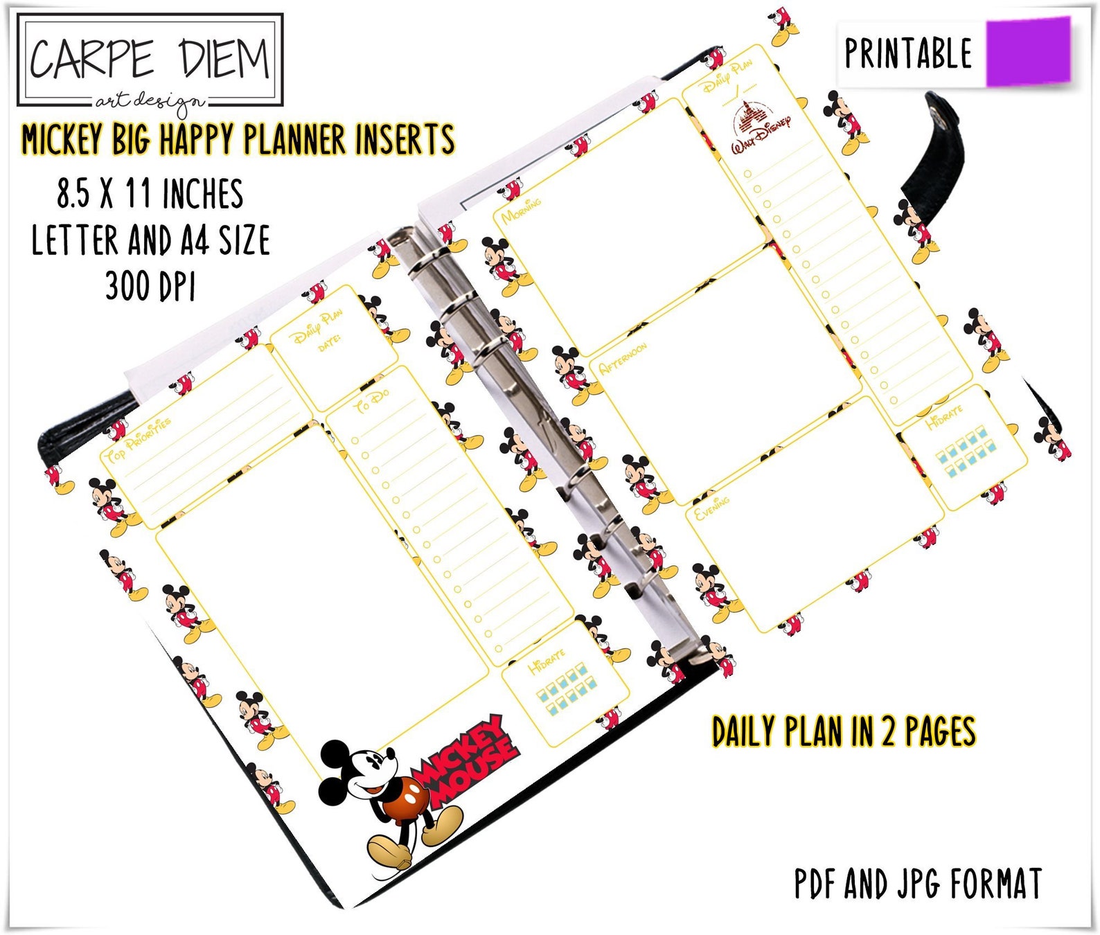 Big Happy Planner Printable Mickey Mouse Planner 85 x 11 | Etsy