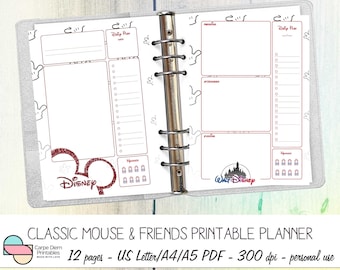 Classic Mouse and Friends Printable Planner Daily Weekly and Monthly planner Big HP Printable Planner Undated Planner