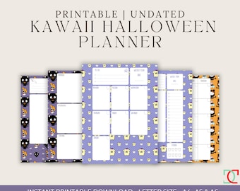 Kawaii Halloween Printable Planner, Daily Weekly and Monthly Printable, Cute Halloween Planner, Spooky Halloween Printable, Printable Gift