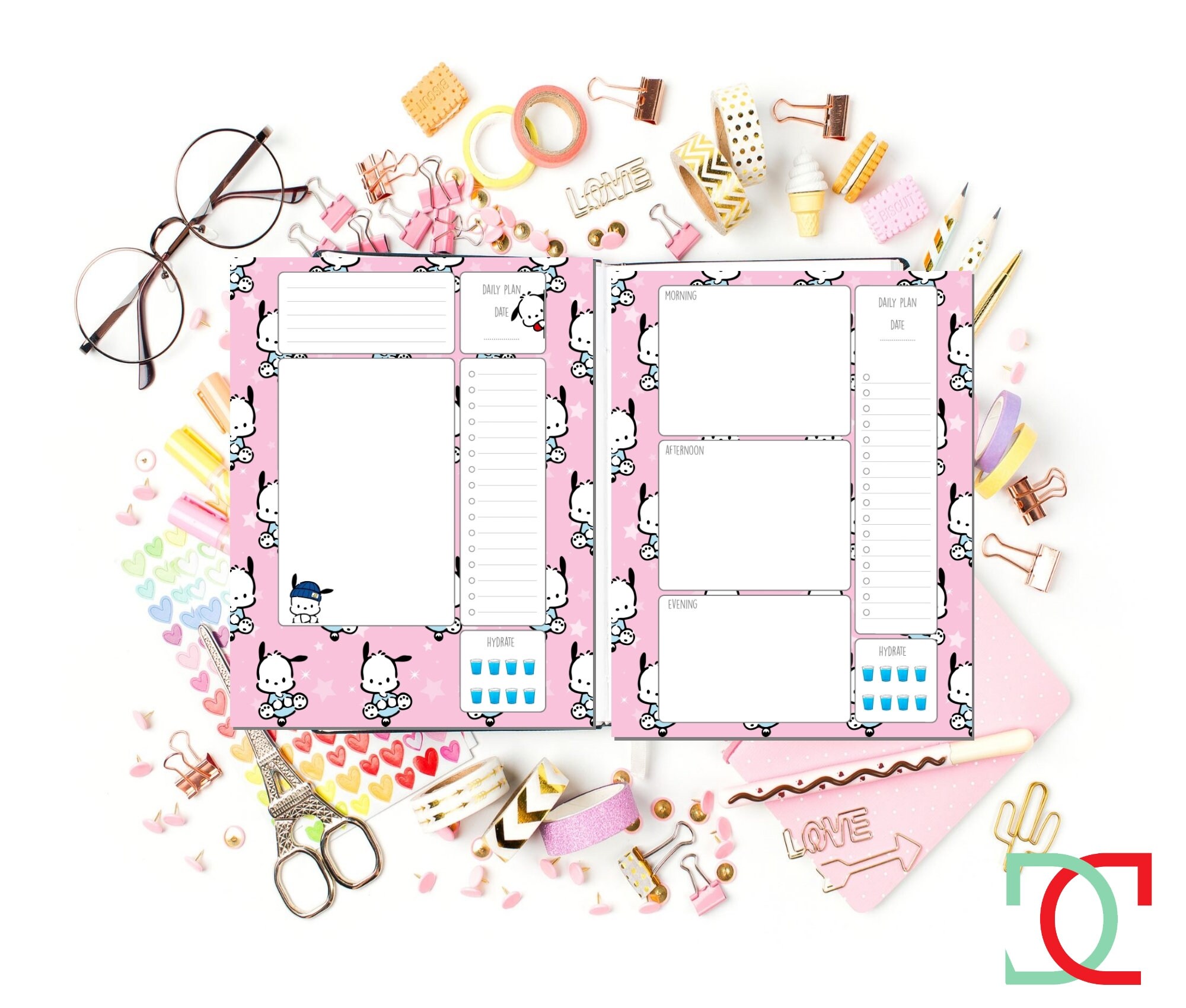 Kawaii Dog Printable Planner, Cute Kawaii Printable Inserts, Daily ...