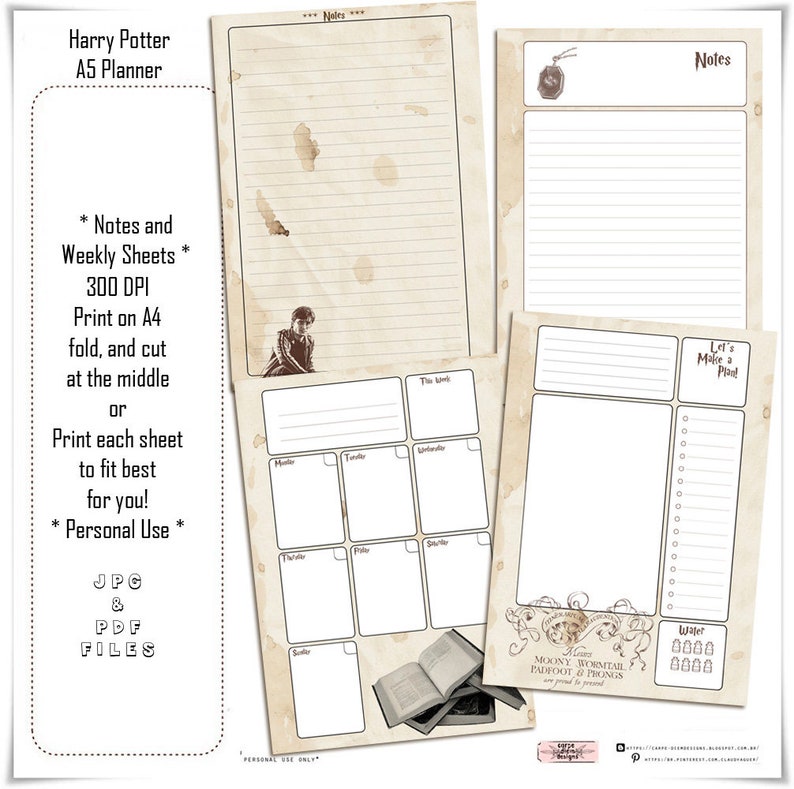 Harry Potter A5 Printable Planner | Etsy