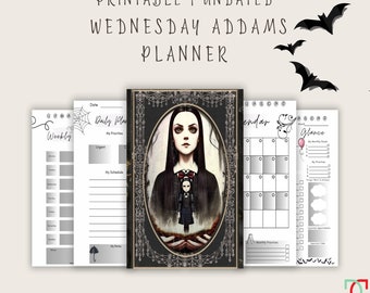 Printable Planner 2024 | Customizable Daily Weekly Monthly Planner | Wednesday Printable Planner | Gothic Planner Pages |