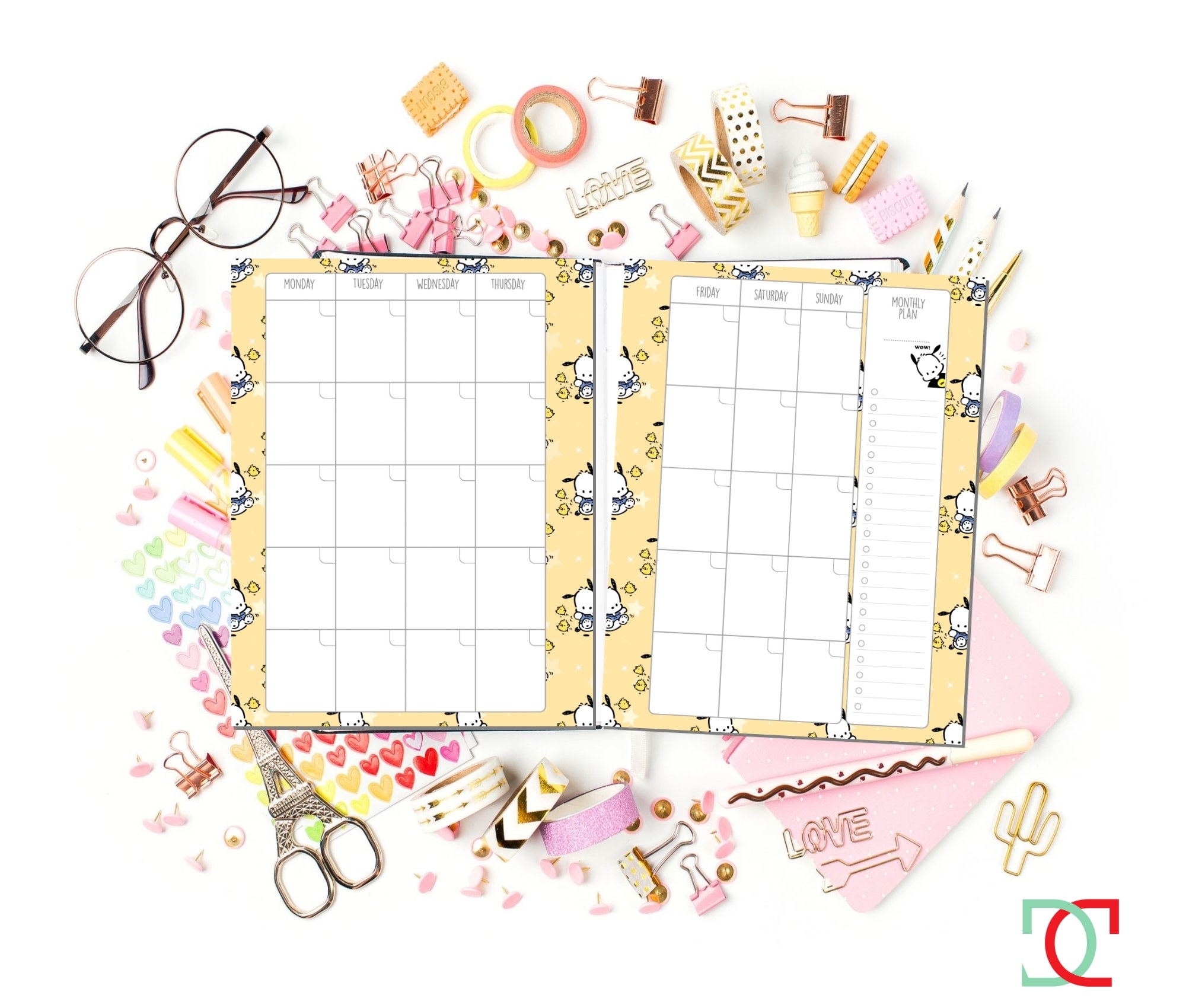 Kawaii Dog Printable Planner, Cute Kawaii Printable Inserts, Daily ...