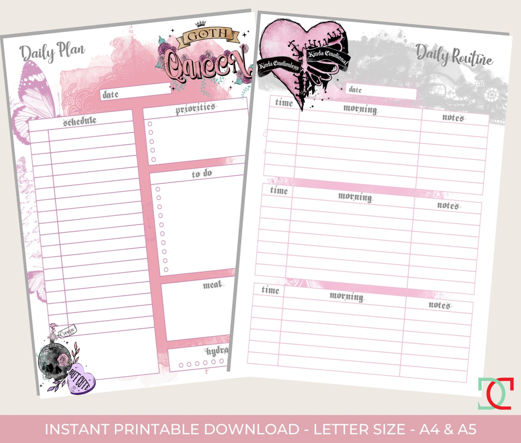 Gothic Princess Planner Printable Skull and Roses Printable - Etsy