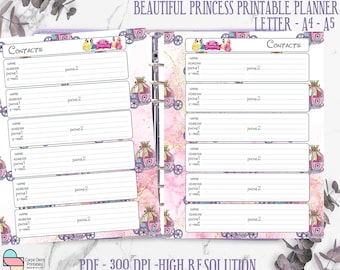 Beautiful Princess Printable Planner, Letter A4 Printable, A5 Planner, Happy Planner Pages, Daily Planner, Printable Gift Planner Pages