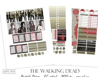 The Walking Dead Printable Planner Stickers, Zombie Planner Stickers, Printable Planner Stickers, Erin Condren sticker, Gift Idea,