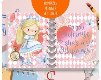 Printable Planner Set Cover, Happy Planner Printable Cover, Planner Dashboard, Alice Planner Cover, Digital Download, Printable Gift