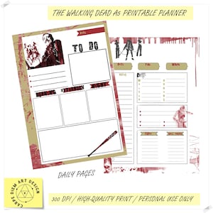 The Walking Dead A5 Printable Planner, Daily Weekly and Monthly Planner, Personalized Gift, A5 printable planner, Horror Planner