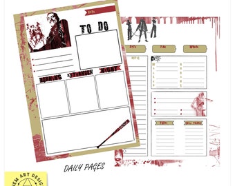 The Walking Dead A5 Printable Planner, Daily Weekly and Monthly Planner, Personalized Gift, A5 printable planner, Horror Planner