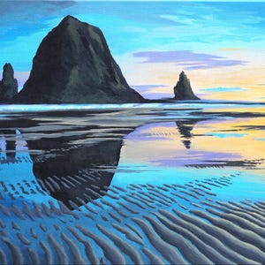 Cannon Beach Acrylic on Canvas Landscape Painting