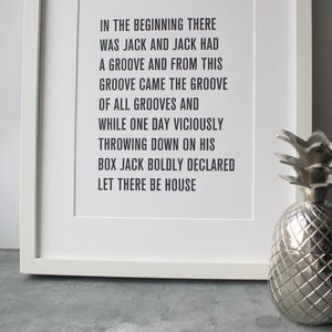 My House - Rhythm Control  - A4 Black and White Typographic Unframed Song Lyric Digital Print