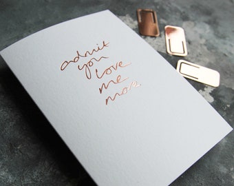 Admite que me amas más - San Valentín, Te amo, Boda, Aniversario Tarjeta frustrada a mano