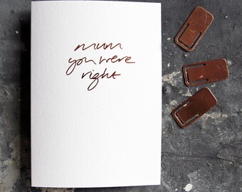 Mamá, tenías razón - Día de la Madre, Cumpleaños, Gracias, Lo siento, Tarjeta frustrada a mano