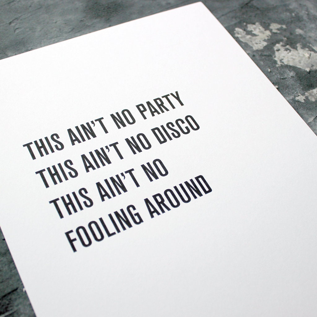 T-shirt Humour 80's « THIS AINT NO PARTY NO DISCO » - Marque Fruit Of The Loom - Neuf Sans étiquettes