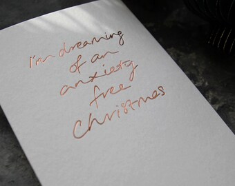 Sueño con una Navidad sin ansiedad: tarjeta navideña de lujo estampada a mano