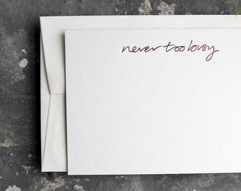 Nunca demasiado ocupado: tarjetas estampadas a mano