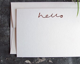 Hola - Tarjetas con notas estampadas a mano