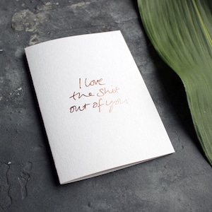 I Love The Shit Out Of You - Valentine's, Anniversaire, Drôle, Rude, Amour, Rencontres, Relation, Amitié, Carte Feuille d'Or Rose D'Anniversaire