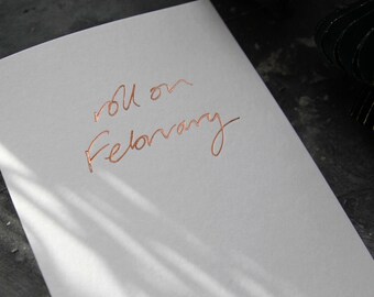 ¡Adelante febrero! - Tarjeta navideña de lujo estampada a mano