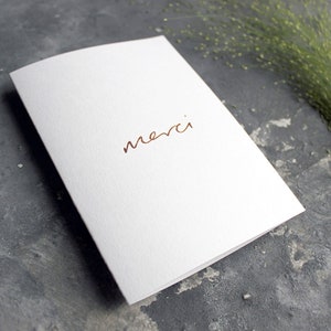 Merci - Dank u, Vriendschap, Liefde, Bruiloft, Gift Rose Gold Foil Card