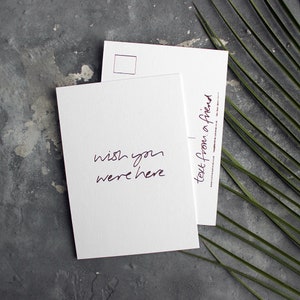 Wish You Were Here - Missing You, Love, Friendship, Birthday, Rude, Funny, Thinking Of You Rose Gold Foil Postcard