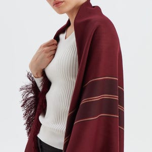 Burgundy Oversized Shawl Blanket Scarf Wrap Bridesmaid Scarf Check Plaid Tartan Scarves Gift for Women Scarf Accessories Gift for Her