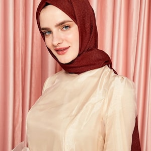 Luxury Plain Hijab Scarf: Elegant Brocade Wrap