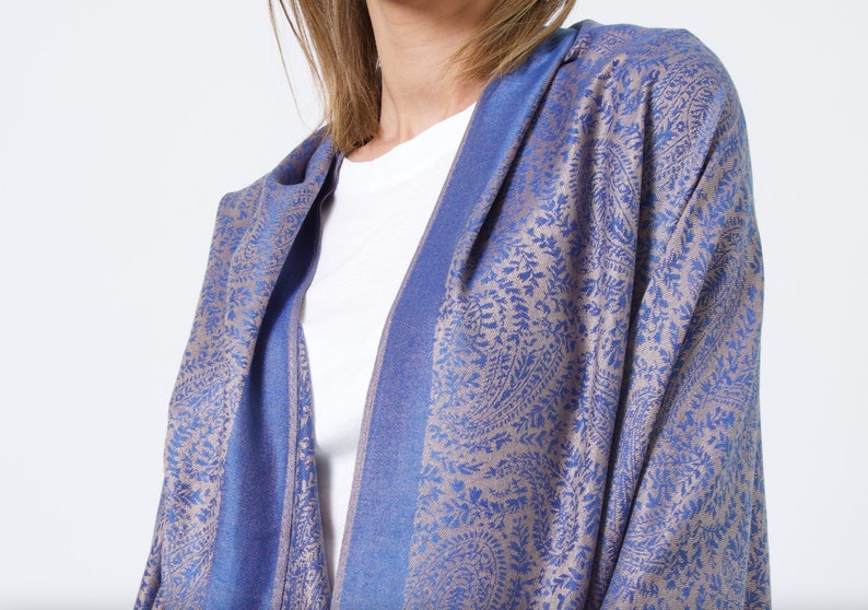 Paisley Scarf Floral Pashmina Shawl Wrap Long Cotton Rich Paisley Shawl Warm Stole Luxuriously Warm Soft and Silky Touch UK Seller image 4