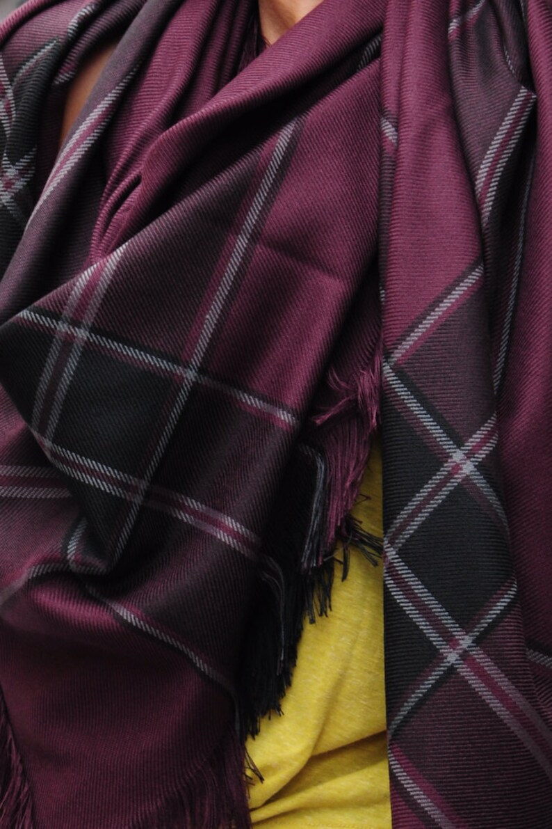 Aubergine Eggplant Shawl Dark Purple Oversized Scarf Blanket Etsy