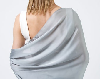 Silver Scarf - Elegant Large Silver Shawl | Scarf for Formal Wedding | Bridesmaid Shawl Wrap For Weddings Bridal Bridesmaids Proms & Parties