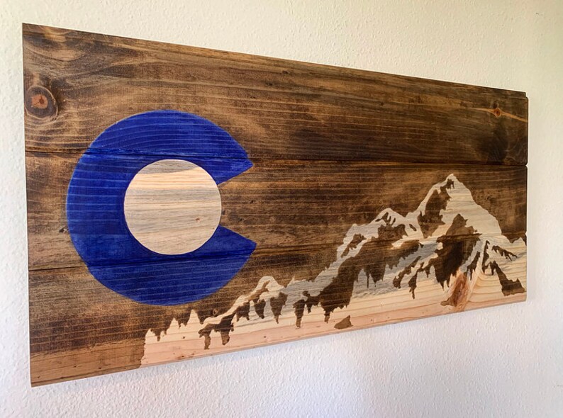 Colorado Art Mountain Wall Art Colorado Flag Colorado Etsy